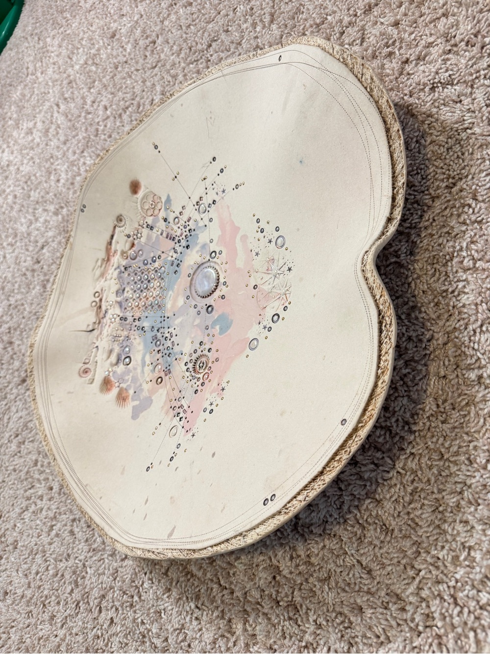 1980's Vintage Japanese Artistic Pearl Inlay Decorative Pottery Plate/Tray 17” - Picture 12 of 16